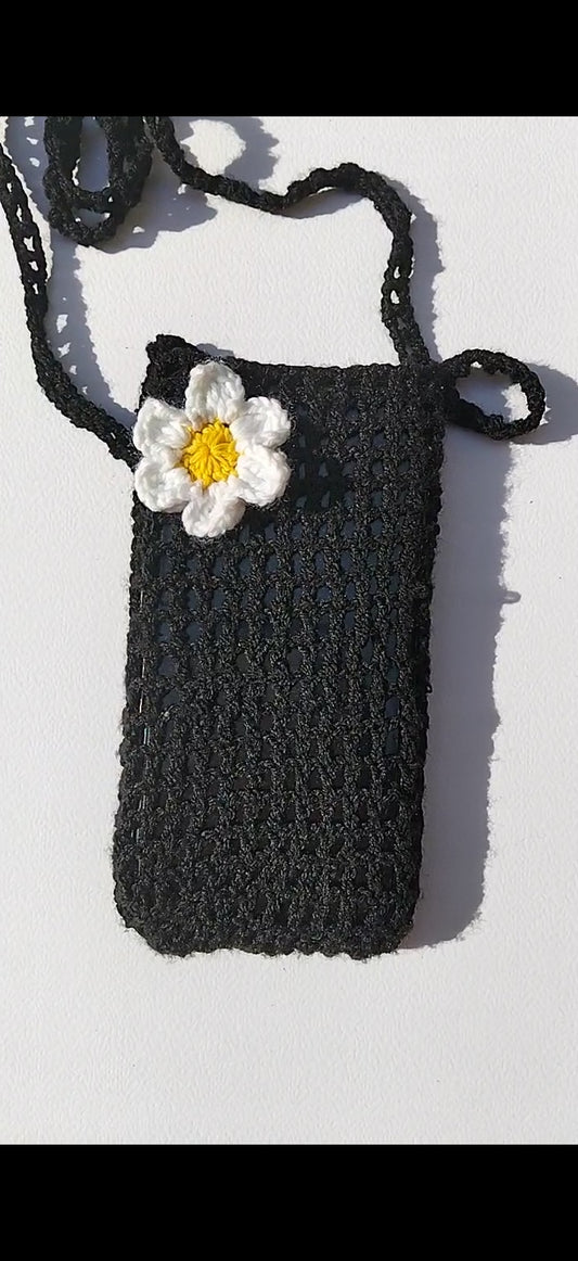 Handmade Crochet Phone Holder Pouch with Shoulder Strap