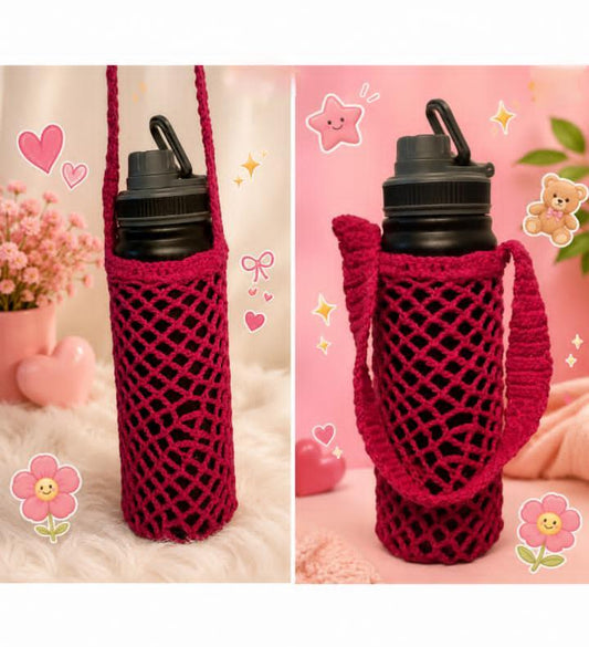 hand made crochet water bottle holder